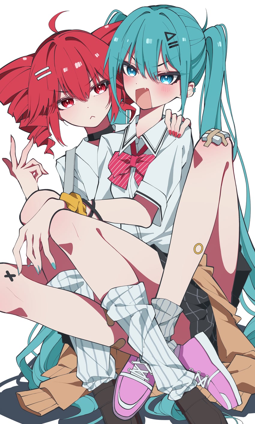 hatsune miku and kasane teto (vocaloid and 1 more) drawn by tiandingfengren