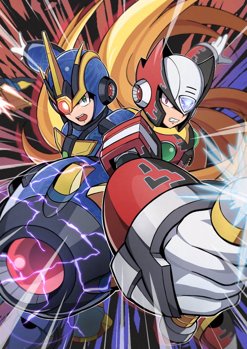 zero, x, ultimate armor x, and black zero (mega man and 1 more) drawn by shoyu-z