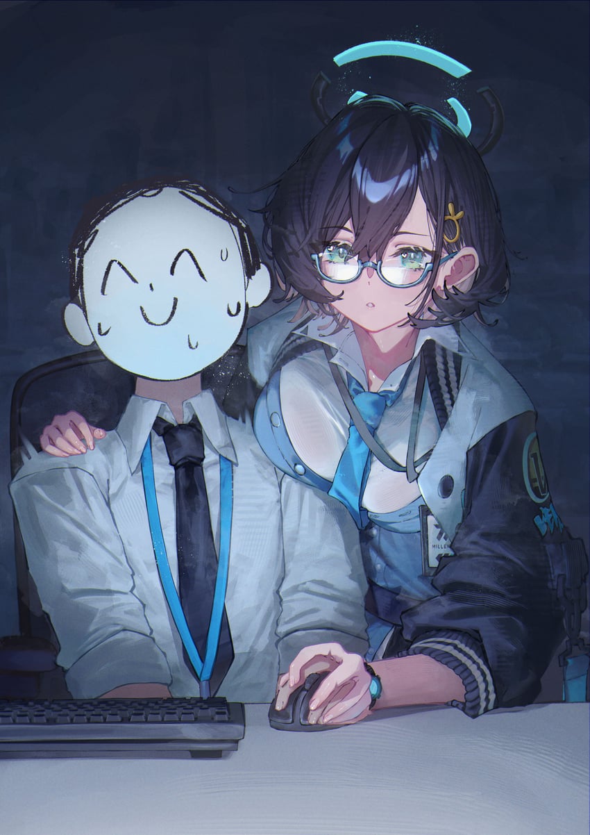 sensei, doodle sensei, and chihiro (blue archive) drawn by betabeet