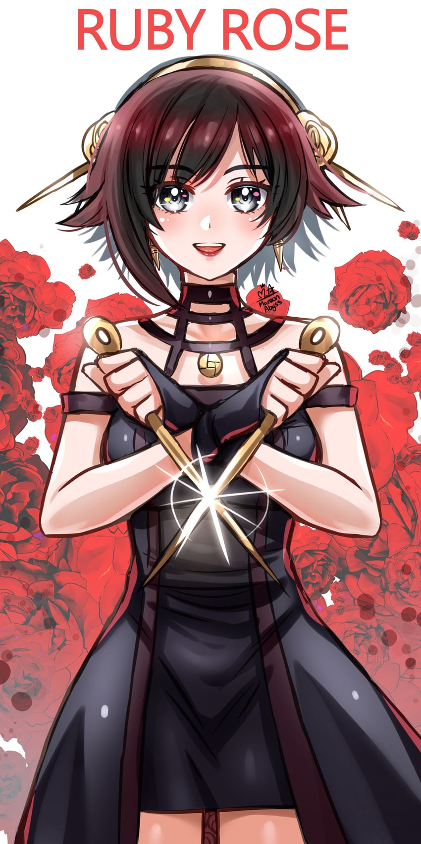yor briar, ruby rose, and hayami saori (spy x family and 1 more) drawn by maroonabyss