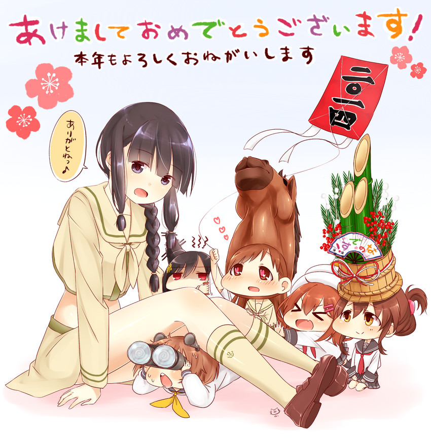 inazuma, ikazuchi, yukikaze, kitakami, ooi, and 3 more (kantai collection) drawn by nobinonki