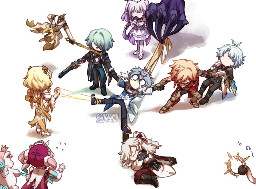 castorice, sunday, phainon, mydei, aglaea, and 6 more (honkai and 1 more) drawn by qiinamii
