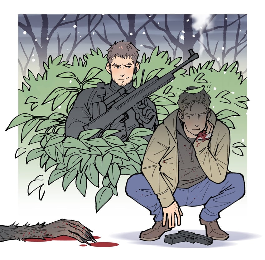 chris redfield and ethan winters (resident evil and 1 more) drawn by kalamari