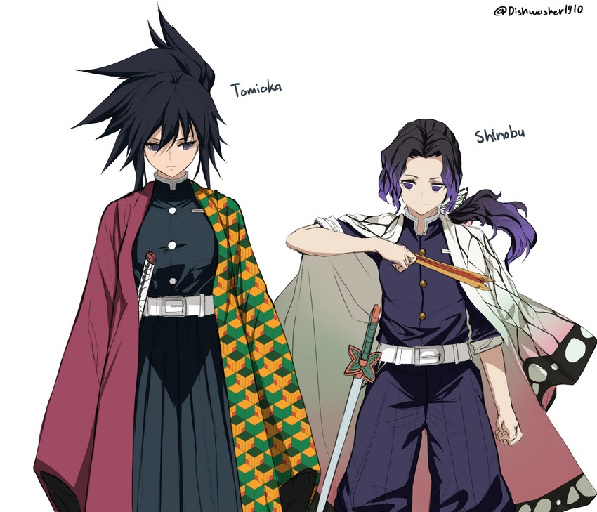 kochou shinobu and tomioka giyuu (kimetsu no yaiba) drawn by dishwasher1910