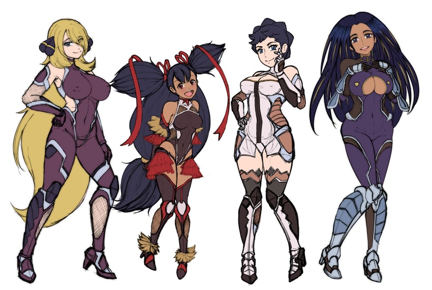 cynthia, iris, geeta, mizuki yukikaze, igawa asagi, and 3 more (pokemon and 7 more) drawn by negaska