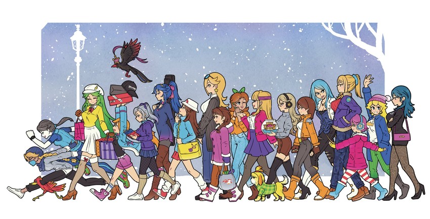 inkling player character, pikachu, inkling girl, princess peach, samus aran, and 20 more (pokemon and 18 more) drawn by akairiot
