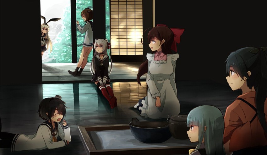 shimakaze, houshou, amatsukaze, yukikaze, tokitsukaze, and 2 more (kantai collection) drawn by annin_musou