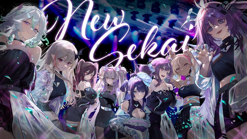 alias anono, kou mariya, dr.nova(e), rem kanashibari, mono monet, and 3 more (v4mirai) drawn by angye_fdez