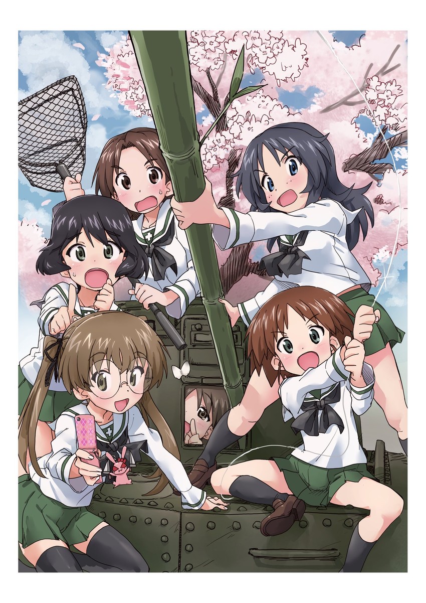 sawa azusa, utsugi yuuki, yamagou ayumi, sakaguchi karina, oono aya, and 1 more (girls und panzer) drawn by fanta_(the_banana_pistols)