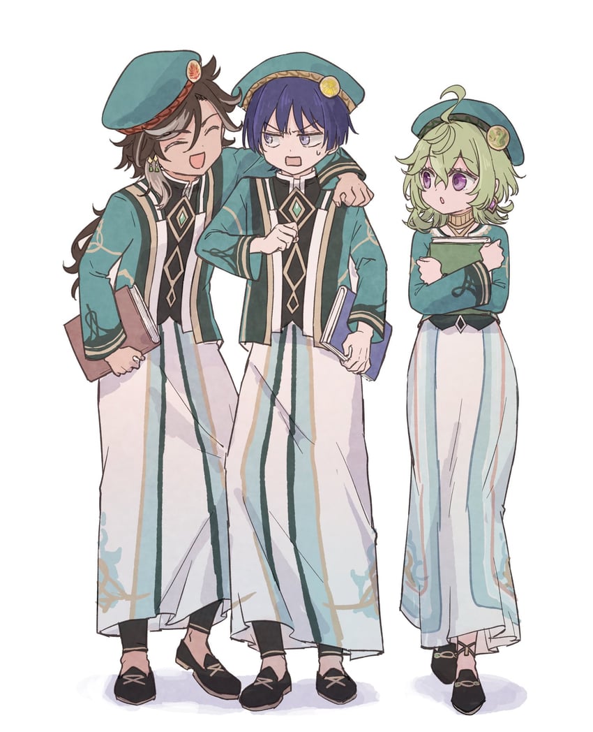 scaramouche, wanderer, collei, and sethos (genshin impact) drawn by himeko_(nico6v6pachi)