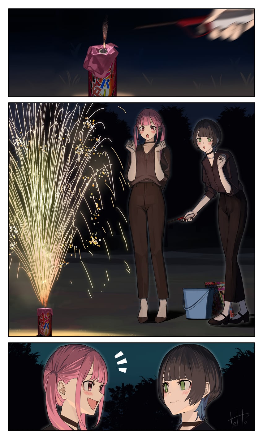 hinamizawa hinami and igarashi ritsu (original) drawn by tetto_(onnoveltet)