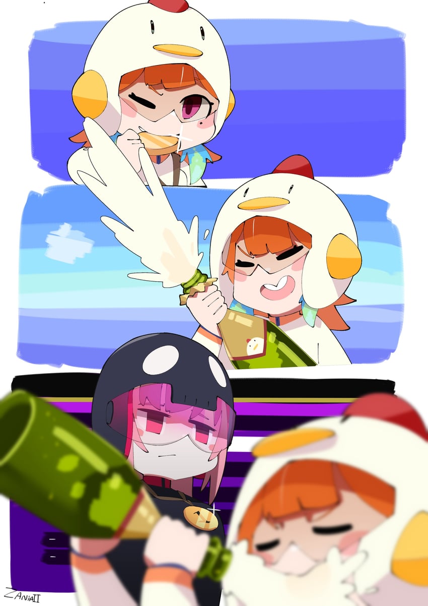 mori calliope and takanashi kiara (hololive and 1 more) drawn by zaniaii