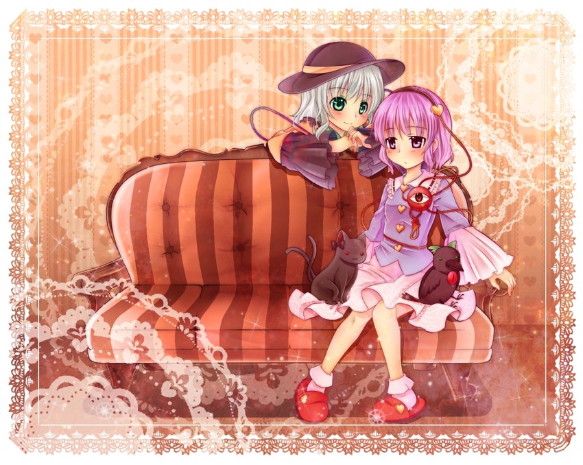 komeiji koishi, komeiji satori, kaenbyou rin, and reiuji utsuho (touhou) drawn by amagumo