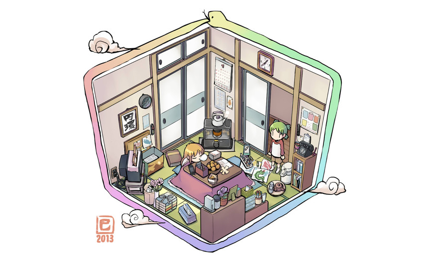 koiwai yotsuba and professor shinonome (nichijou and 1 more) drawn by 4040_(abonriya)