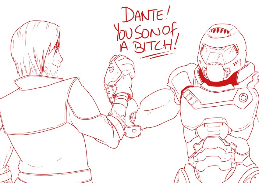 dante and doomguy (devil may cry and 3 more) drawn by mattwilson83