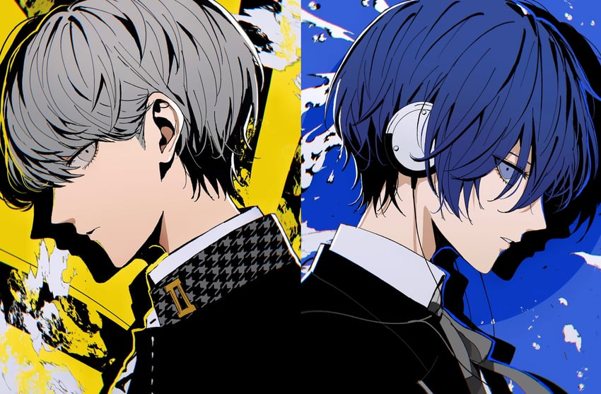 narukami yu and yuuki makoto (persona and 4 more) drawn by asano_(kazusasn)