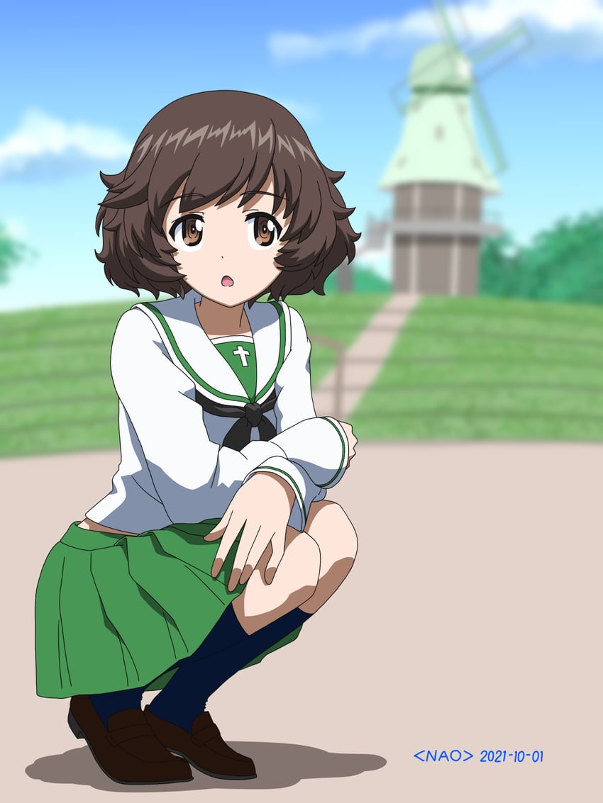 akiyama yukari (girls und panzer) drawn by naotosi