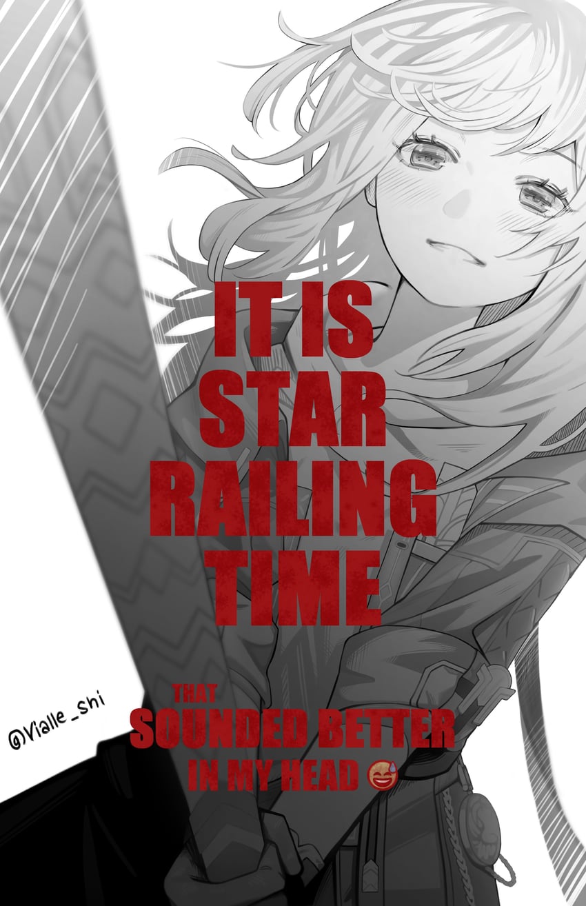 trailblazer and stelle (honkai and 2 more) drawn by vialle