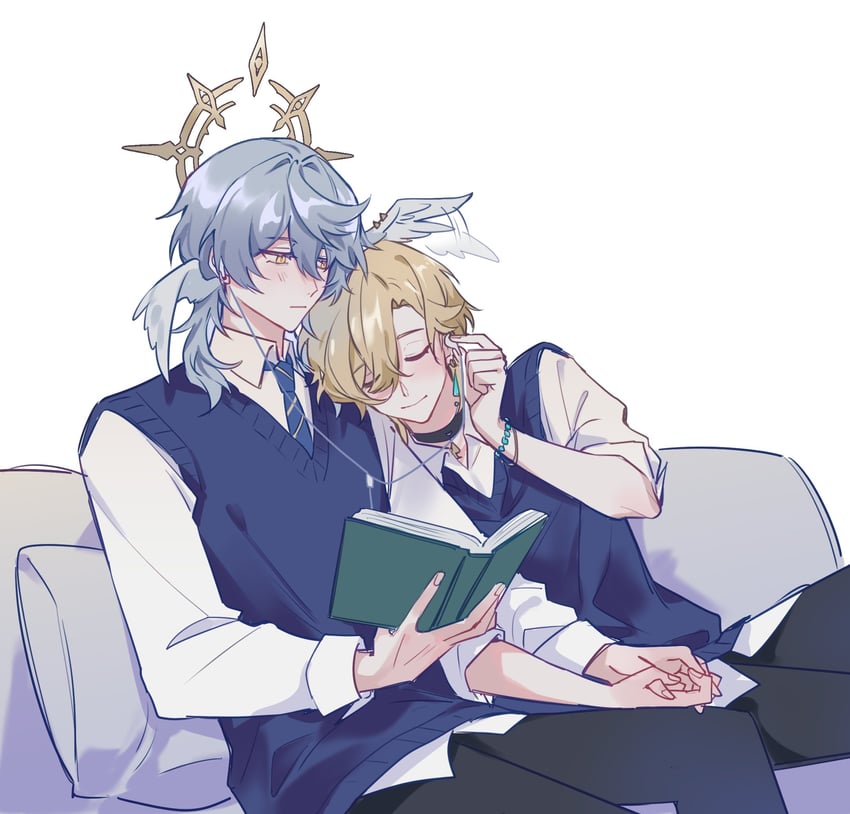aventurine and sunday (honkai and 1 more) drawn by saru_youichi