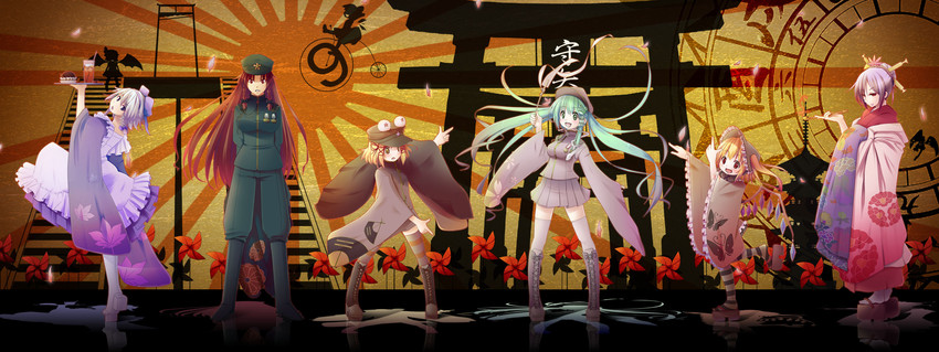 hatsune miku, remilia scarlet, flandre scarlet, izayoi sakuya, kochiya sanae, and 4 more (touhou and 2 more) drawn by canary4