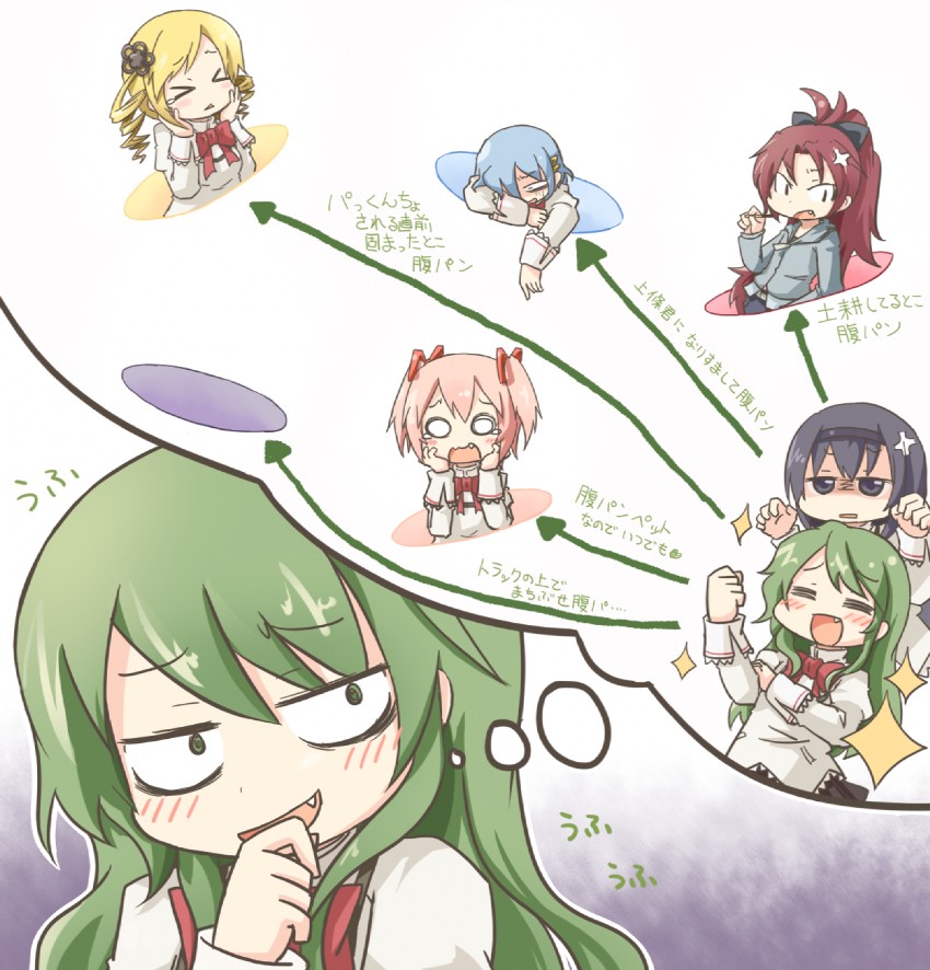 akemi homura, kaname madoka, miki sayaka, sakura kyoko, tomoe mami, and 1 more (mahou shoujo madoka magica) drawn by tamute_(2580rs)