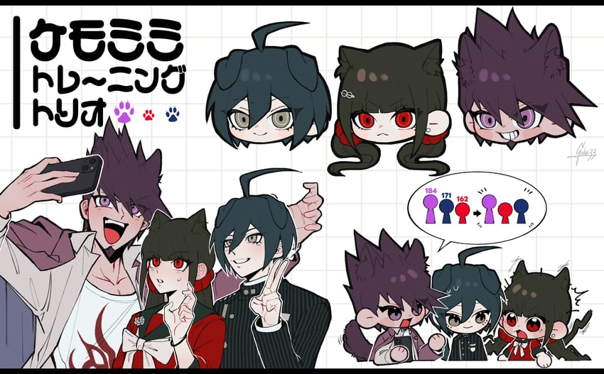 saihara shuichi (danganronpa and 1 more) drawn by gaba33