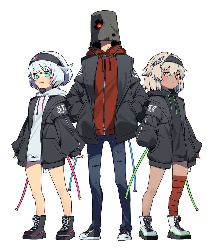 ramlethal valentine, elphelt valentine, and faust (guilty gear) drawn by yeji36