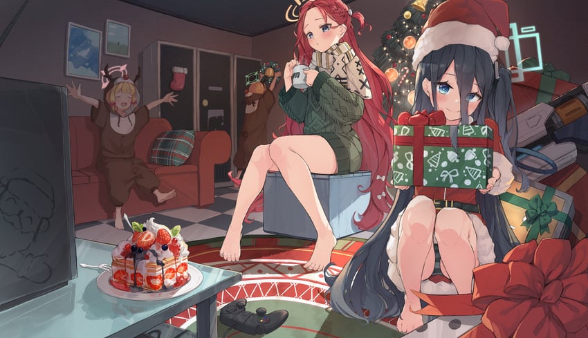 sensei, doodle sensei, aris, momoi, midori, and 1 more (blue archive) drawn by naretsuro