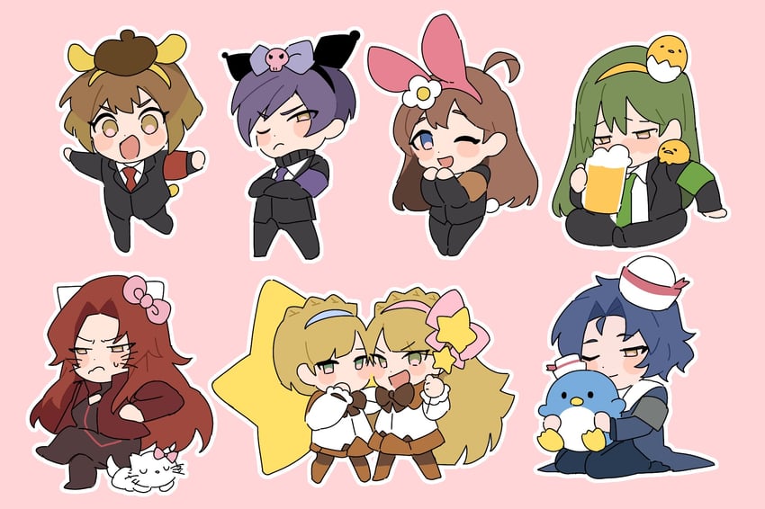 my melody, kuromi, netzach, hod, pompompurin, and 11 more (project moon and 5 more) drawn by mu46016419