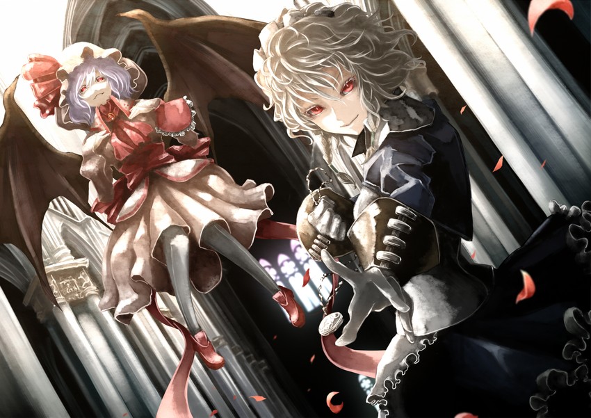 remilia scarlet and izayoi sakuya (touhou) drawn by fujinohara_akihira