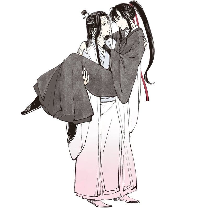 wei wuxian and lan wangji (modao zushi) drawn by w2biiro
