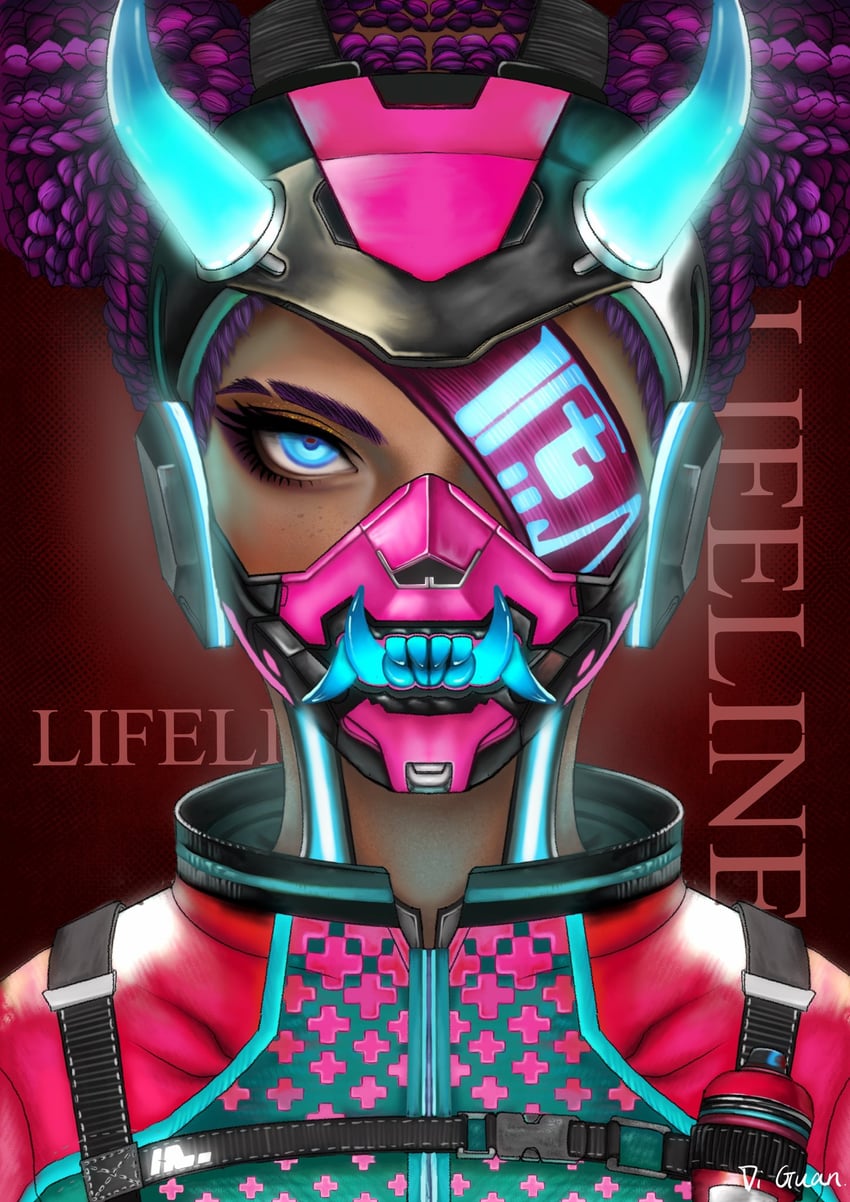 lifeline and haunt+heal lifeline (apex legends) drawn by di_guan