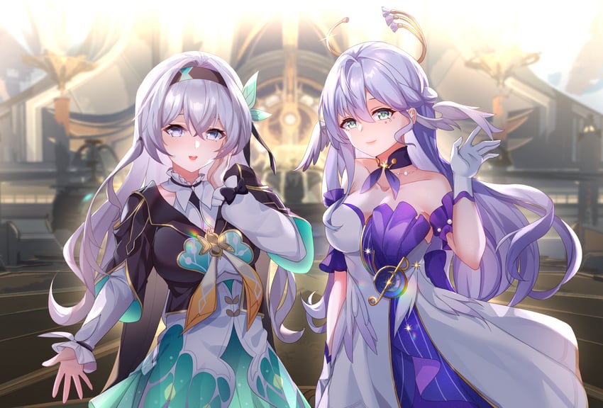 firefly and robin (honkai and 1 more) drawn by lingshalan