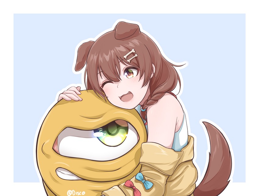 inugami korone and suezo (hololive and 1 more) drawn by disco_brando