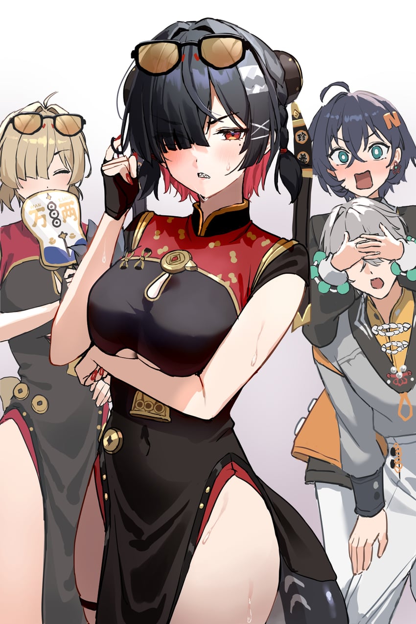ellen joe, sweety, belle, and wise (zenless zone zero) drawn by uuroncha