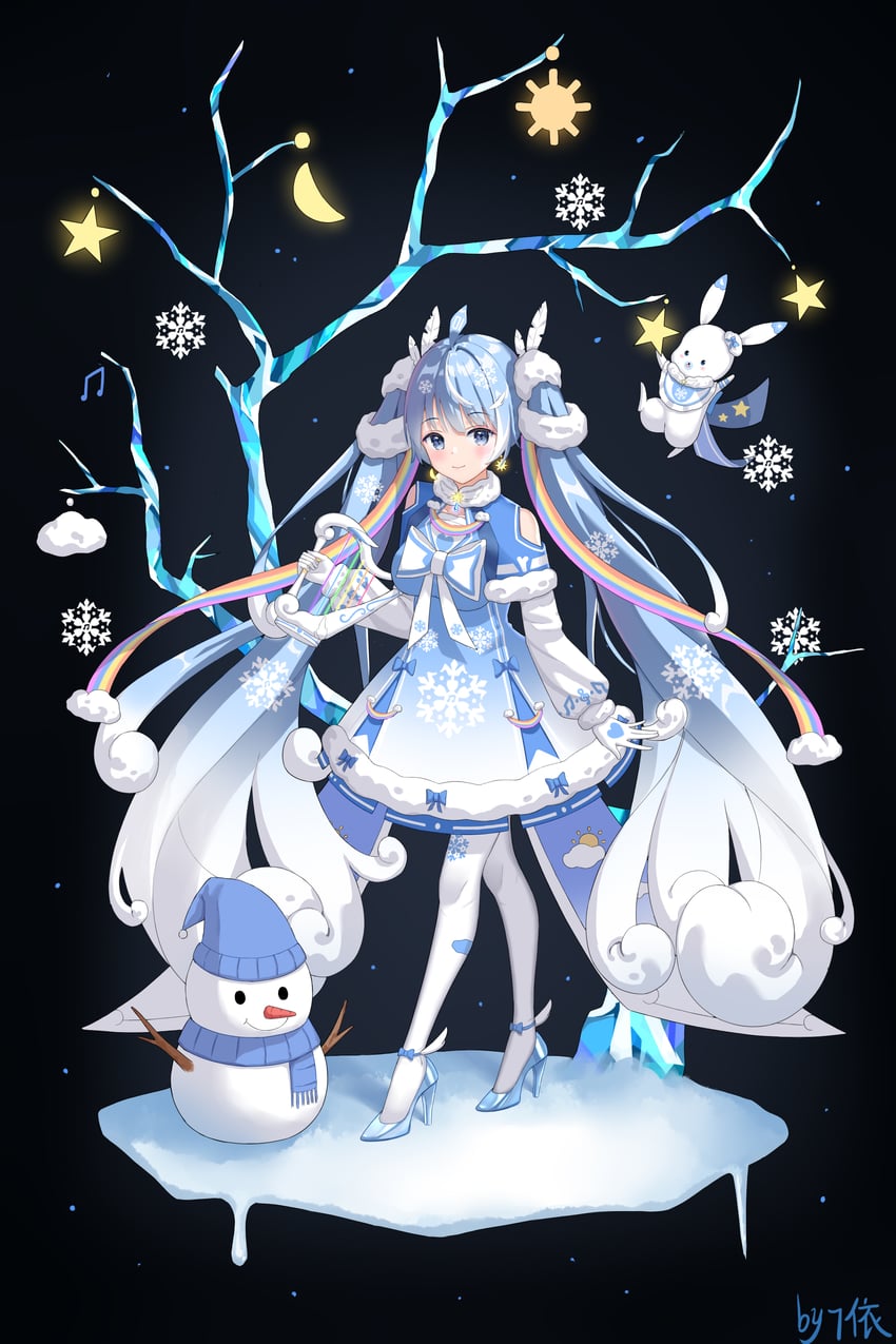 hatsune miku, yuki miku, and rabbit yukine (vocaloid) drawn by 71-fen_xiansheng_you