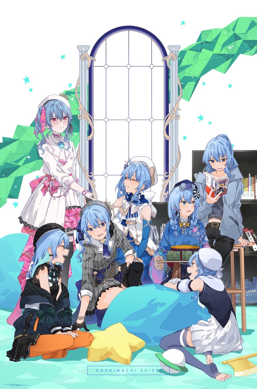 hoshimachi suisei (hololive and 1 more) drawn by tsukino_(nakajimaseiki)