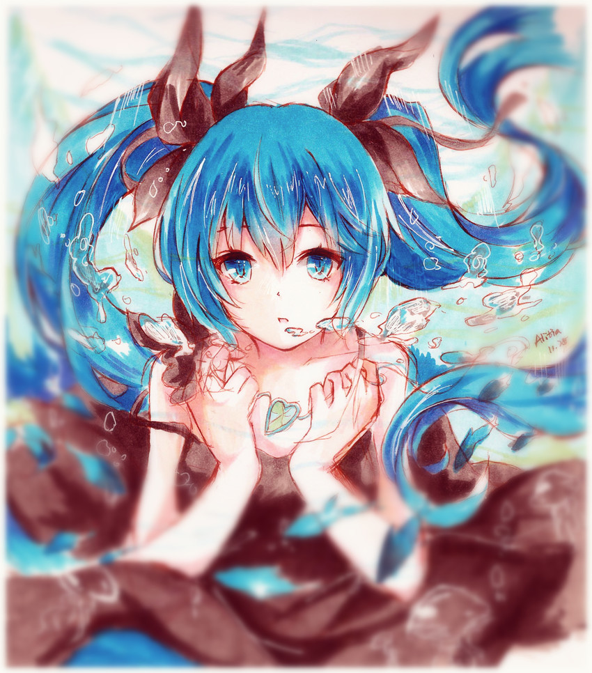 hatsune miku (vocaloid and 1 more) drawn by alitia
