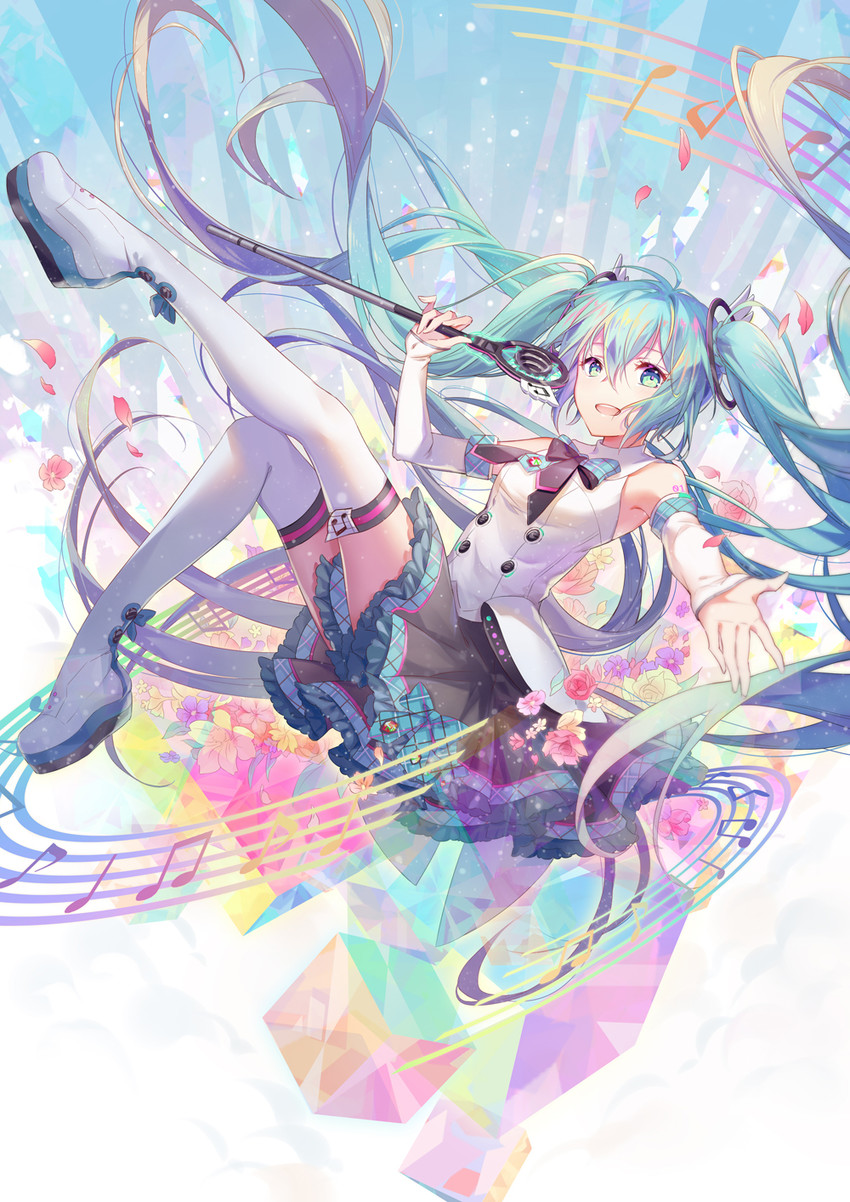 hatsune miku and magical mirai miku (vocaloid and 1 more) drawn by ouu_min