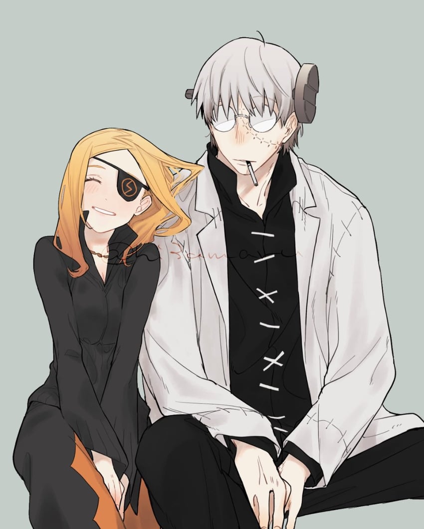 franken stein and marie mjolnir (soul eater) drawn by hissiu