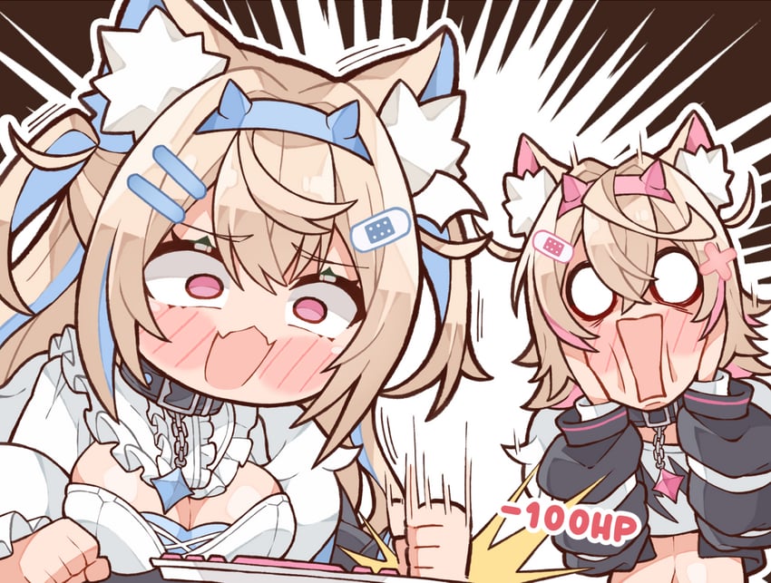 fuwawa abyssgard and mococo abyssgard (hololive and 1 more) drawn by kukie-nyan