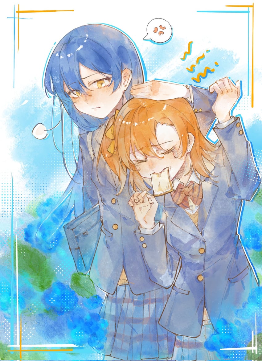 sonoda umi and kosaka honoka (love live! and 1 more) drawn by moben