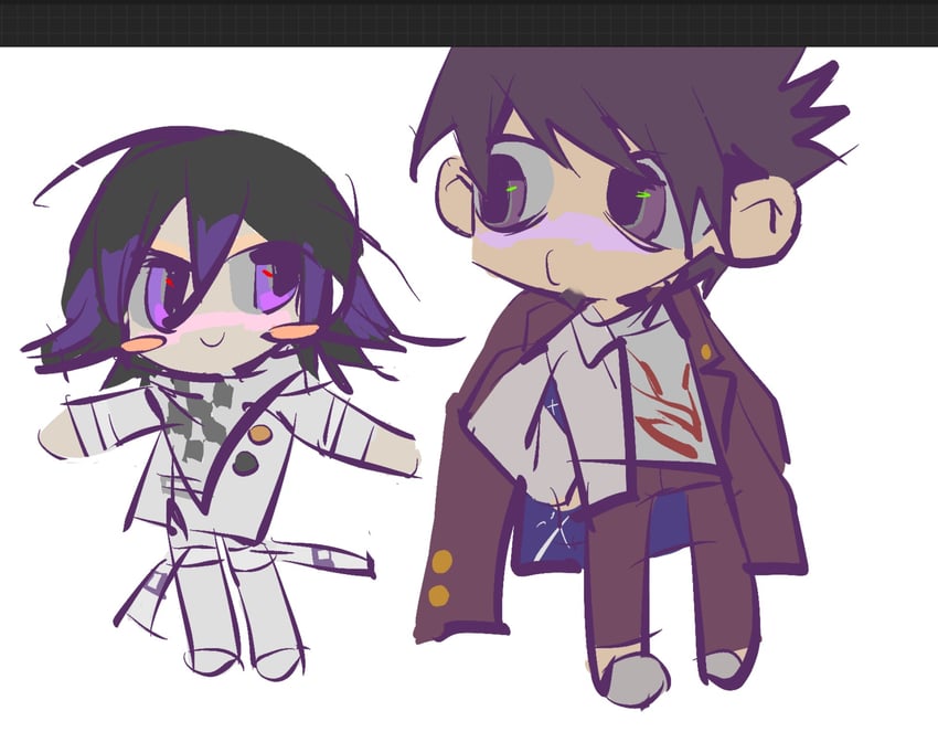 oma kokichi and momota kaito (danganronpa and 1 more) drawn by birds_(zao0617636)