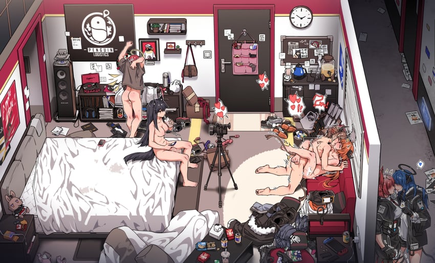 texas, exusiai, mostima, fiammetta, croissant, and 2 more (arknights) drawn by kataokasan