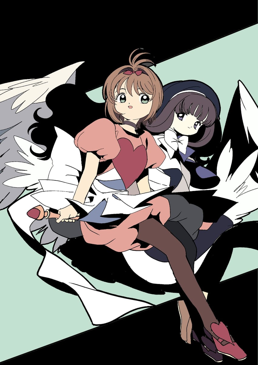 kinomoto sakura and daidouji tomoyo (cardcaptor sakura) drawn by edoya_inuhachi
