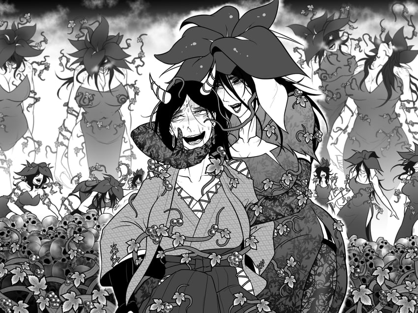 yomotsu hisami and nippaku zanmu (touhou) drawn by ryuuichi_(f_dragon)