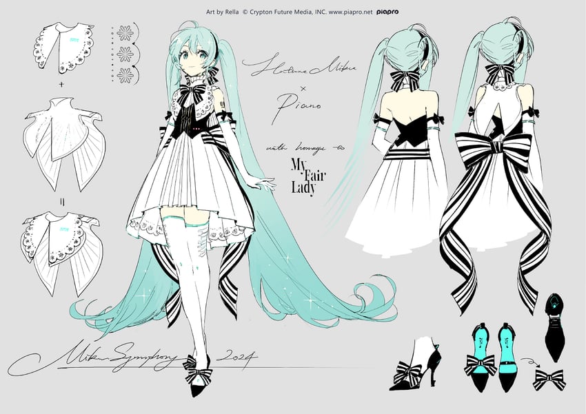 hatsune miku (vocaloid and 1 more) drawn by rella