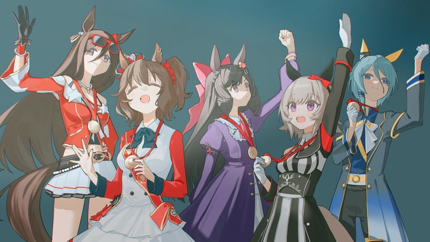 curren chan, aston machan, daiichi ruby, k.s.miracle, and seeking the pearl (umamusume) drawn by kurobeko_(kur0bek0)