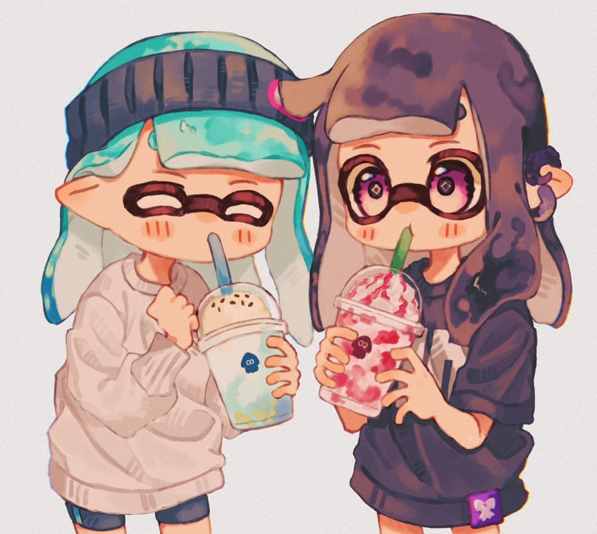 inkling player character and inkling girl (splatoon and 1 more) drawn by ochocho2828