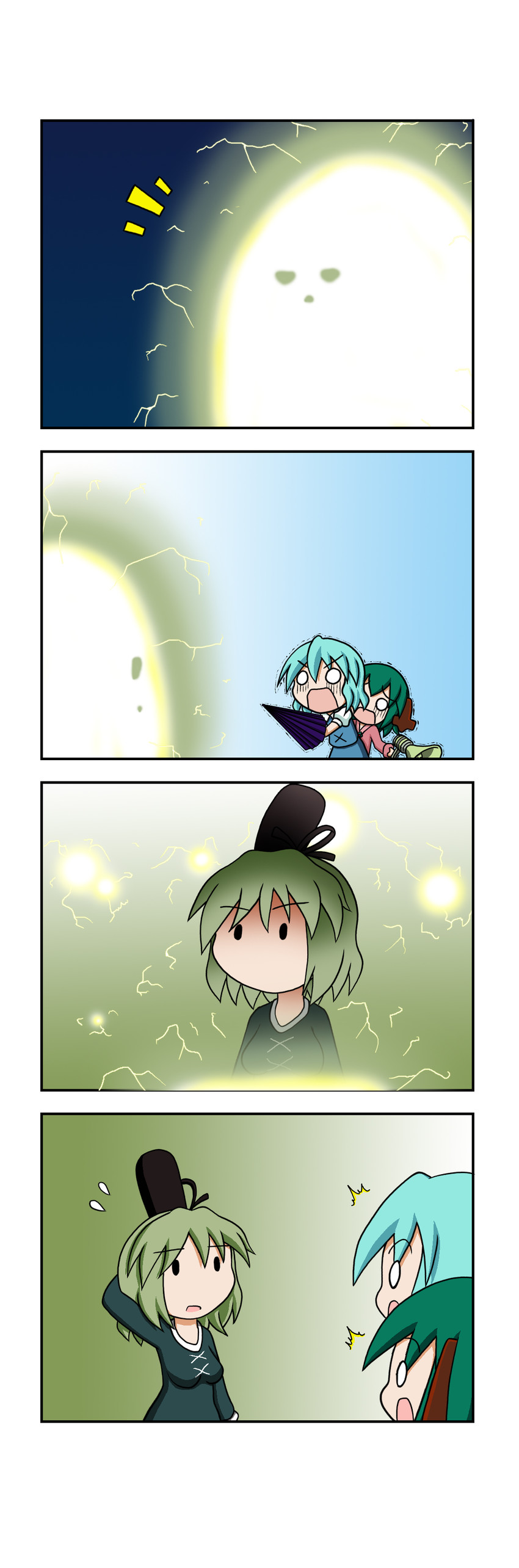 tatara kogasa, soga no tojiko, and kasodani kyouko (touhou) drawn by rakugaki-biyori